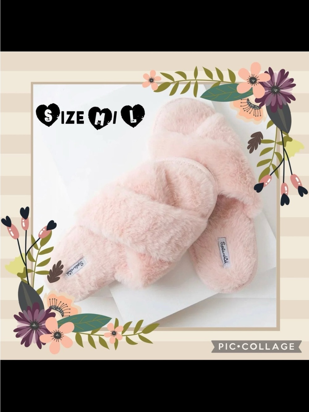 New Soft Pink Splendid Plush Slide Slippers - Brand: size med/large